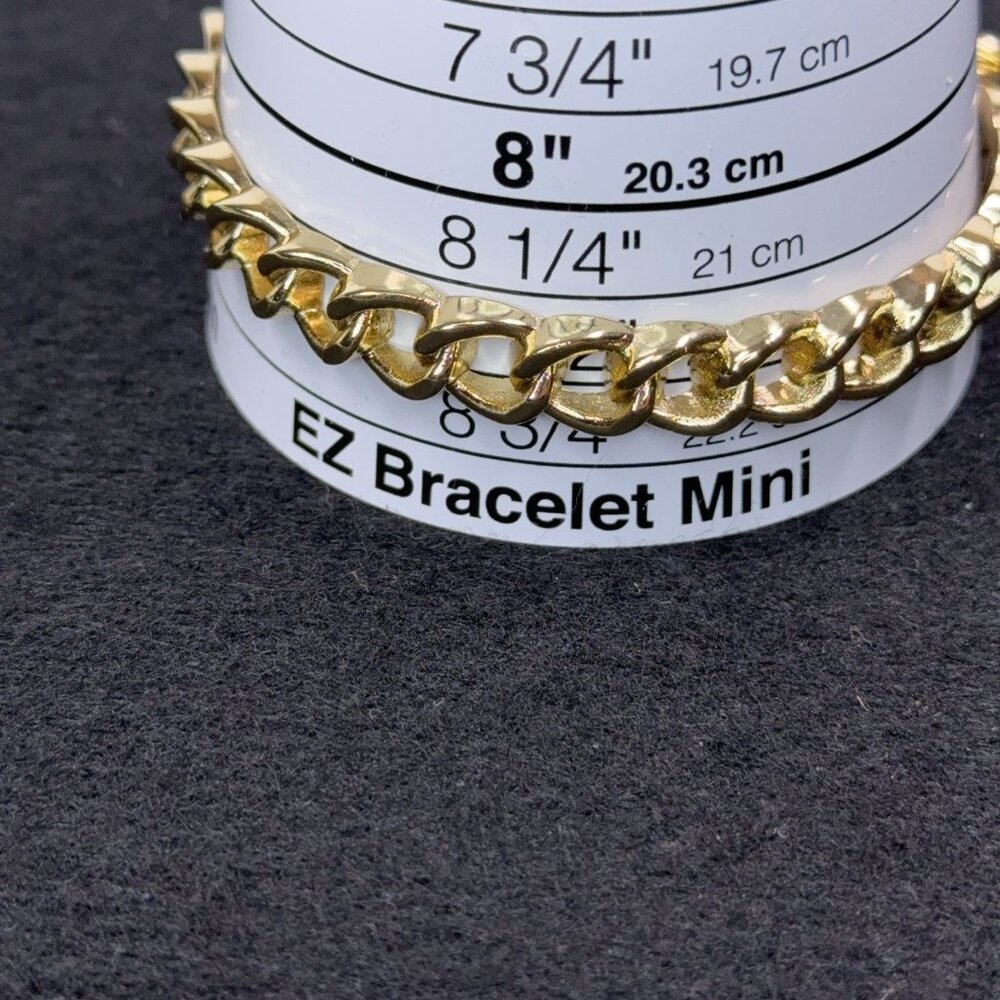 Graziano Gold Tone Bangle Bracelets Lot of 3 Rhinestones Open Link Lock Sz 8.5" - Picture 9 of 9